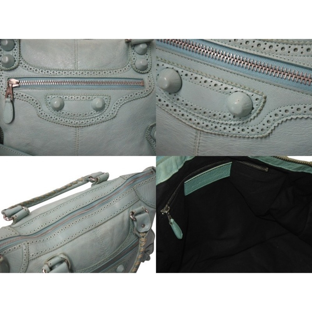 BALENCIAGA The Giant Editors City Covered Handbag Green Leather - Picture 8 of 9